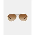 Burberry - Burberry Heritage Gold Canvas Check - Sunglasses (Gold & Brown Gradient) Burberry Heritage - Gold Canvas Check