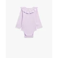 Country Road - Organically Grown Cotton Frill Rib Long Sleeve Bodysuit - All onesies (Purple) Organically Grown Cotton Frill Rib Long Sleeve Bodysuit
