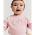 Country Road - Organically Grown Cotton Oversized Logo Long Sleeve Bodysuit - All onesies (Pink) Organically Grown Cotton Oversized Logo Long Sleeve Bodysuit