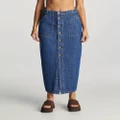 Wrangler - Button Through Maxi Skirt - Skirts (BLUE) Button Through Maxi Skirt