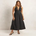 AERE - Organic Cotton Broderie Halter Dress - Dresses (Black Broderie) Organic Cotton Broderie Halter Dress