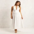 AERE - Organic Cotton Broderie Halter Dress - Dresses (White Broderie) Organic Cotton Broderie Halter Dress