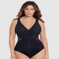 Miraclesuit Swimwear - Crossover Draped Shaping Swimsuit PLUS - One-Piece / Swimsuit (Black) Crossover Draped Shaping Swimsuit PLUS