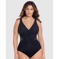 Miraclesuit Swimwear - Crossover Draped Shaping Swimsuit PLUS - One-Piece / Swimsuit (Black) Crossover Draped Shaping Swimsuit PLUS