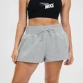 Nike - Phoenix Fleece High Rise Shorts - Shorts (Dark Grey Heather & Sail) Phoenix Fleece High-Rise Shorts