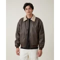 Cotton On - Faux Leather Flight Jacket Brown - Coats & Jackets (BROWN) Faux Leather Flight Jacket Brown