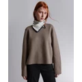 & Other Stories - Wide Sleeve Knit Sweater - Jumpers & Cardigans (Mole Dark) Wide-Sleeve Knit Sweater