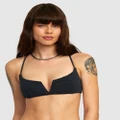 RVCA - Palm Grooves Crossback Bikini Top For Women - Bikini Tops (BLACK) Palm Grooves Crossback Bikini Top For Women