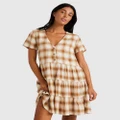 RVCA - Plaid Heights Mini Dress For Women - Dresses (WORKWEAR BROWN) Plaid Heights Mini Dress For Women