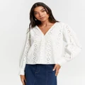 Y.A.S - Ally Long Sleeve Top - Tops (White) Ally Long Sleeve Top