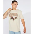 AM Supply - Beige Graphic Tee Eagle Slogan Box Fit T shirt - Short Sleeve T-Shirts (Neutrals) Beige Graphic Tee Eagle Slogan Box Fit T-shirt