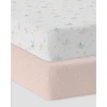 Living Textiles - 2pk Jersey Cot Fitted Sheet Ava Floral - Nursery (Blush) 2pk Jersey Cot Fitted Sheet - Ava-Floral