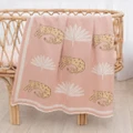 Lolli Living - 100% Cotton Knit Pram Blanket Tropical Mia - Blankets (Blush) 100% Cotton Knit Pram Blanket - Tropical Mia