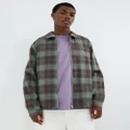 Stussy - Fang Check LS Zip Shirt - Coats & Jackets (Green) Fang Check LS Zip Shirt