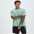 Superdry Sport - Code Stacked Logo Tee - Short Sleeve T-Shirts (Granite Green) Code Stacked Logo Tee