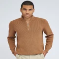 AM Supply - Camel Zip up Sweater Long sleeve - Sweats (Neutrals) Camel Zip up Sweater Long sleeve