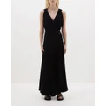 bassike - Linen Knotted Wrap Dress - Dresses (Black) Linen Knotted Wrap Dress