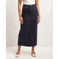 AERE - Denim Midi Skirt - Denim skirts (Dark Rinse) Denim Midi Skirt