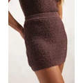 AERE - Textured Knit Mini Skirt - Skirts (Chocolate) Textured Knit Mini Skirt