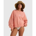 Billabong - Salty Babe Cabo Pullover Sweatshirt For Women - Crew Necks (SWEET PEACH) Salty Babe Cabo Pullover Sweatshirt For Women