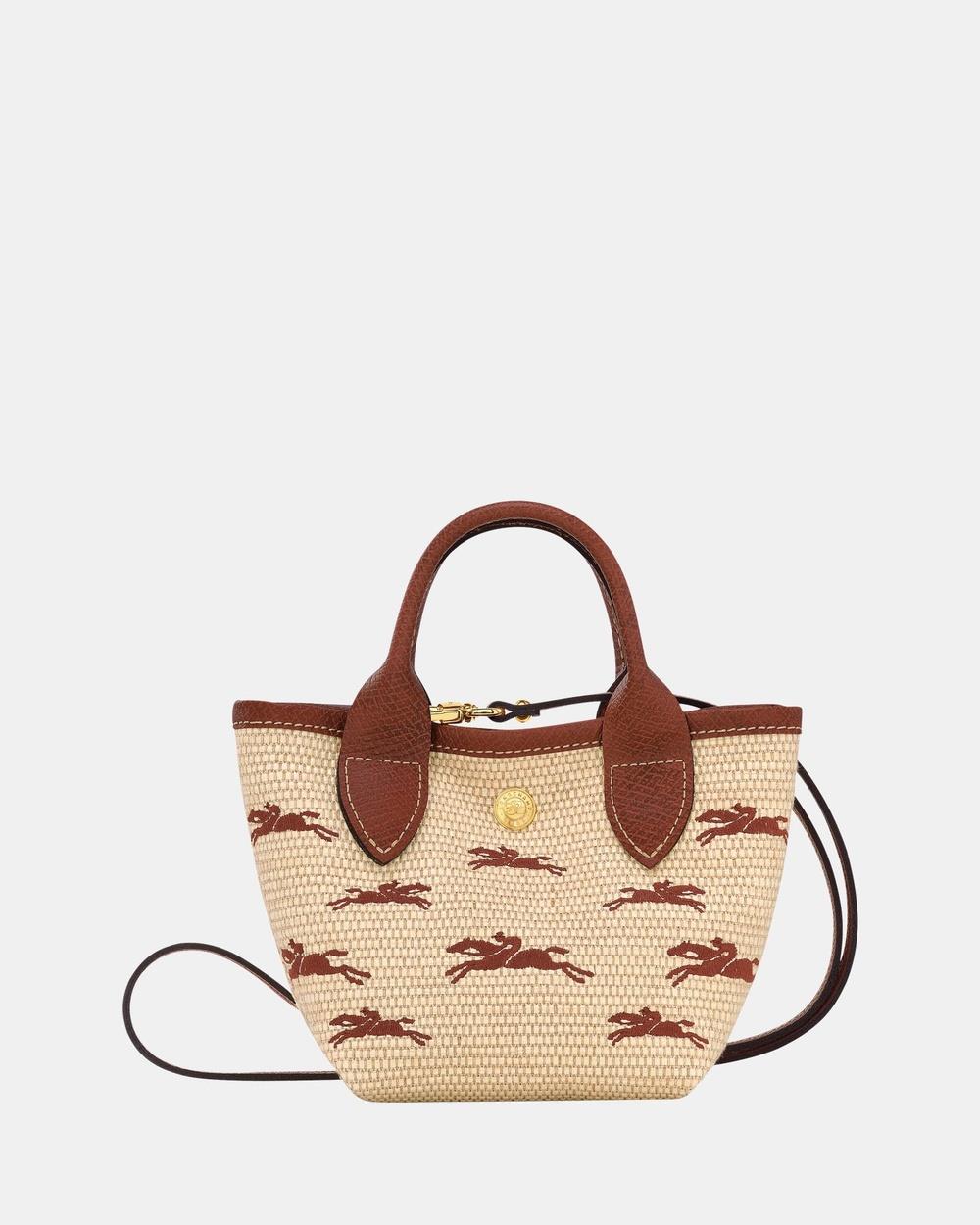 Longchamp - Le Panier Pliage Basket Bag XS - Bags (Brown & Canvas) Le Panier Pliage Basket Bag - XS