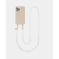 LOUVE COLLECTION - Desert Sand Phone Case + Pearl Crossbody Chain - Novelty Gifts (Beige/Brown) Desert Sand Phone Case + Pearl Crossbody Chain