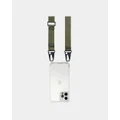 LOUVE COLLECTION - Clear Phone Case + Olive Green Lanyard - Novelty Gifts (Clear/Olive) Clear Phone Case + Olive Green Lanyard