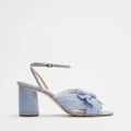 Loeffler Randall - Camellia Knot Mules With Ankle Strap - Heels (Blue) Camellia Knot Mules With Ankle Strap