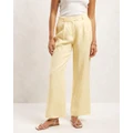 AERE - Tailored Linen Pants - Pants (Soft Yellow) Tailored Linen Pants
