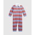 Polo Ralph Lauren - Striped Cotton Jersey Rugby Coveralls Babies - Longsleeve Rompers (Multi) Striped Cotton Jersey Rugby Coveralls - Babies