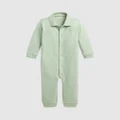 Polo Ralph Lauren - Soft Cotton Polo Coveralls Babies - Longsleeve Rompers (Green) Soft Cotton Polo Coveralls - Babies