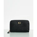Coach - Crossgrain Leather Small Zip Around Card Case - Wallets (Black) Crossgrain Leather Small Zip Around Card Case