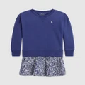 Polo Ralph Lauren - Floral Fleece Sweatshirt Dress Kids - Dresses (Blue Mu) Floral Fleece Sweatshirt Dress - Kids