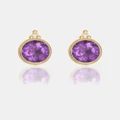 Georgini - Natural Amethyst And Two Natural Diamond February Gold Earrings - Jewellery (Gold) Natural Amethyst And Two Natural Diamond February Gold Earrings