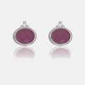 Georgini - Natural Ruby And Two Natural Diamond July Silver Earrings - Jewellery (Silver) Natural Ruby And Two Natural Diamond July Silver Earrings
