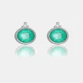 Georgini - Natural Green Agate And Two Natural Diamond May Silver Earrings - Jewellery (Silver) Natural Green Agate And Two Natural Diamond May Silver Earrings