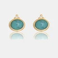 Georgini - Natural Turquoise And Two Natural Diamond December Gold Earrings - Jewellery (Gold) Natural Turquoise And Two Natural Diamond December Gold Earrings