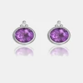 Georgini - Natural Amethyst And Two Natural Diamond February Silver Earrings - Jewellery (Silver) Natural Amethyst And Two Natural Diamond February Silver Earrings