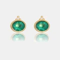 Georgini - Natural Green Agate And Two Natural Diamond May Gold Earrings - Jewellery (Gold) Natural Green Agate And Two Natural Diamond May Gold Earrings