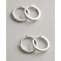 Luv Aj - Sorrento Silver Hoop Huggie Earring Pack - Jewellery (Silver) Sorrento Silver Hoop Huggie Earring Pack