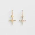 Luv Aj - Gold Mini Cross Hoop Earrings - Jewellery (Gold) Gold Mini Cross Hoop Earrings