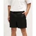 AERE - Euro Linen Shorts - Shorts (Black) Euro Linen Shorts