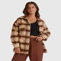 Billabong - Surf Check Zip Up Shaket For Women - Coats & Jackets (TOASTED COCONUT) Surf Check Zip Up Shaket For Women