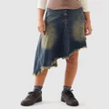 BDG By Urban Outfitters - BDG Asymn Godet Denim Skirt - Denim skirts (Dark Denim) BDG Asymn Godet Denim Skirt