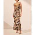 Shona Joy - Palma Silk Plunged Slip Maxi Dress - Dresses (Cobalt & Multi) Palma Silk Plunged Slip Maxi Dress