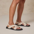 AERE - Linen Crossover Footbed Sandals - Sandals (Off White Linen) Linen Crossover Footbed Sandals