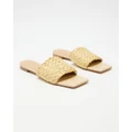 AERE - Braided Raffia Slides - Sandals (Natural Raffia) Braided Raffia Slides