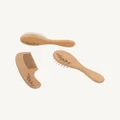 Living Textiles - 3pc Baby Wooden Brush & Comb Set - Bathtime & Skincare (Wood) 3pc Baby Wooden Brush & Comb Set