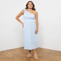 Atmos&Here Maternity - Bella Linen Blend Maternity Midi Dress - Dresses (Light Blue) Bella Linen Blend Maternity Midi Dress
