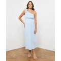 Atmos&Here Maternity - Bella Linen Blend Maternity Midi Dress - Dresses (Light Blue) Bella Linen Blend Maternity Midi Dress